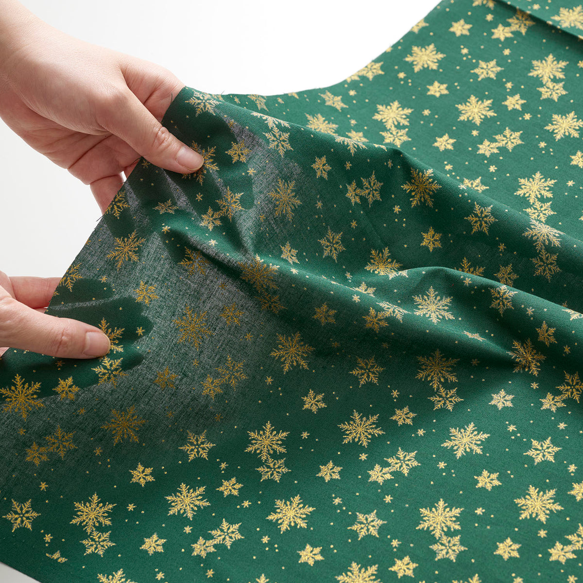 Glittery Snowflake Cotton Shirting - Red