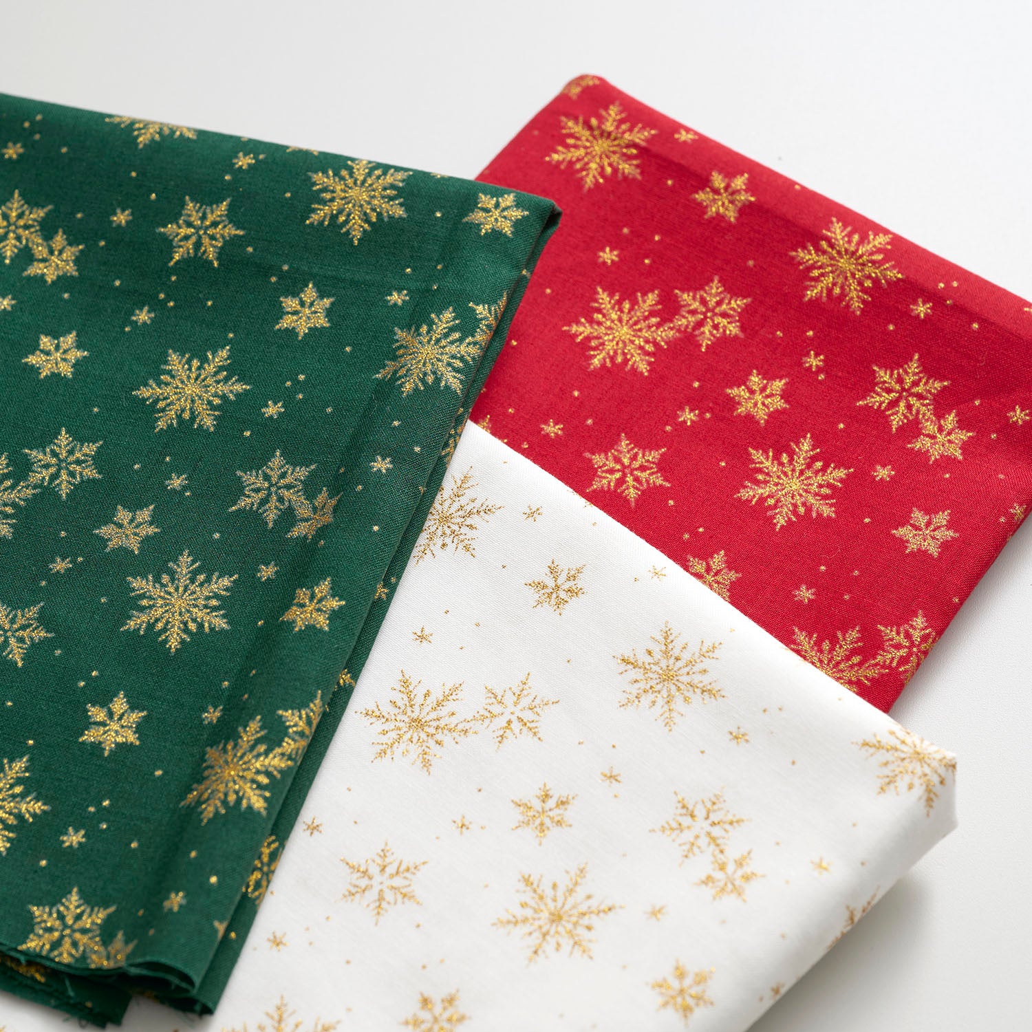 Glittery Snowflake Cotton Shirting - Red