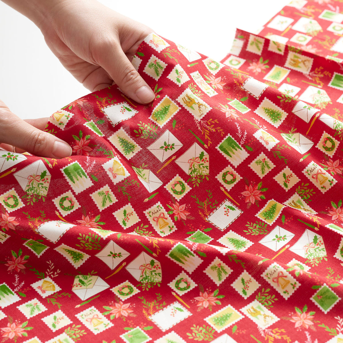 Christmas Letter Cotton Shirting - White