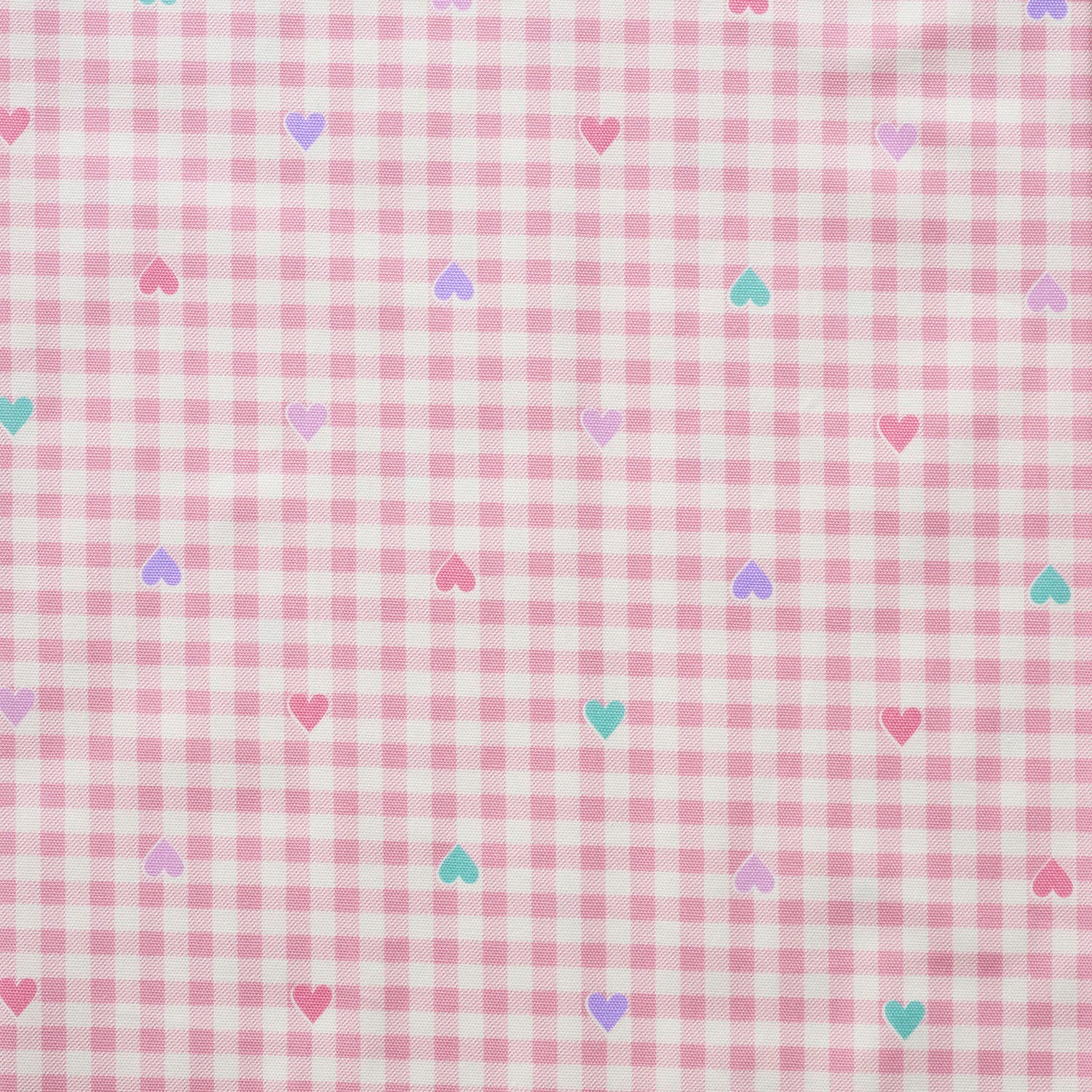 [Fabric Sample] Gingham Heart Cotton Oxford