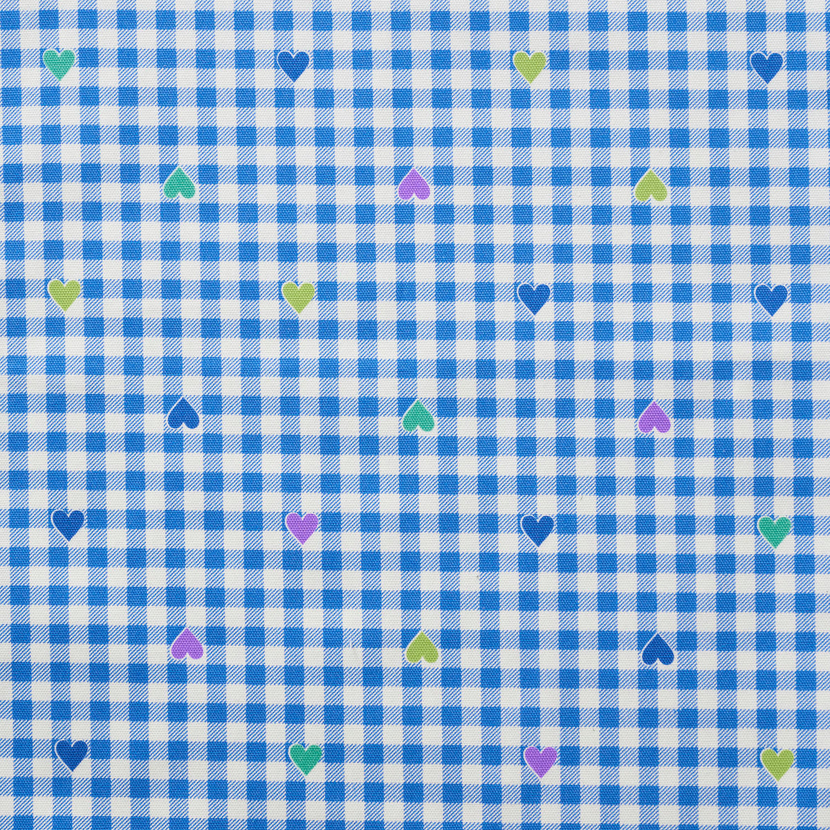 Gingham Heart Cotton Oxford - Blue