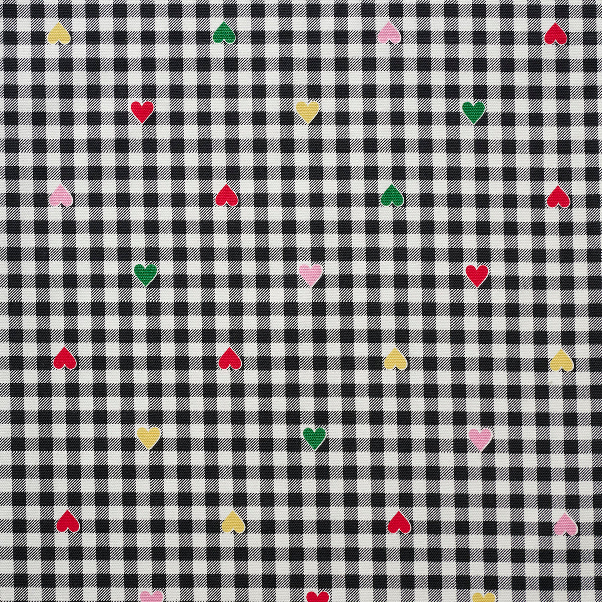 Gingham Heart Cotton Oxford - Black