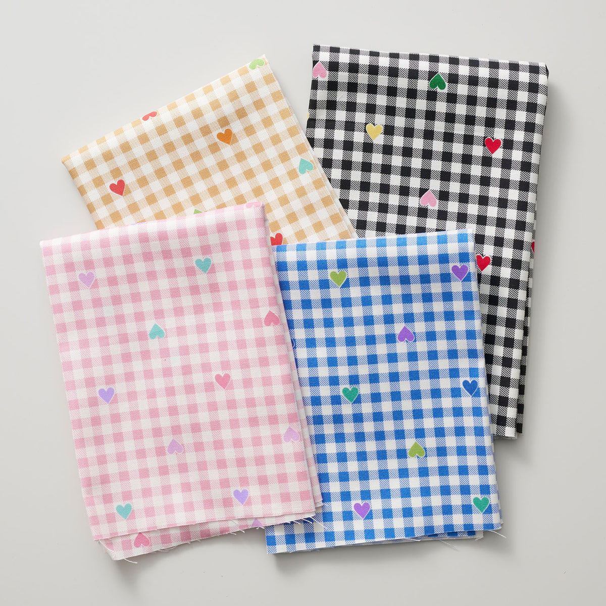 Gingham Heart Cotton Oxford - Black