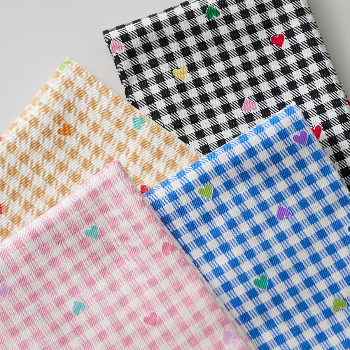 Gingham Heart Cotton Oxford - Black