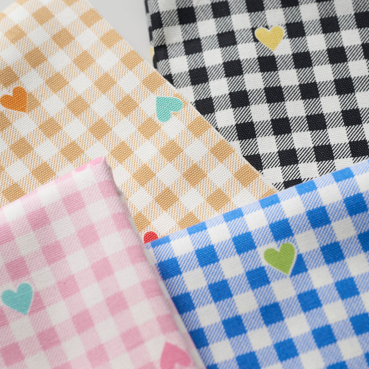 Gingham Heart Cotton Oxford - Black