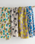 Floral Grid Cotton Linen Sheeting - Grey
