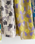 Floral Grid Cotton Linen Sheeting - Grey