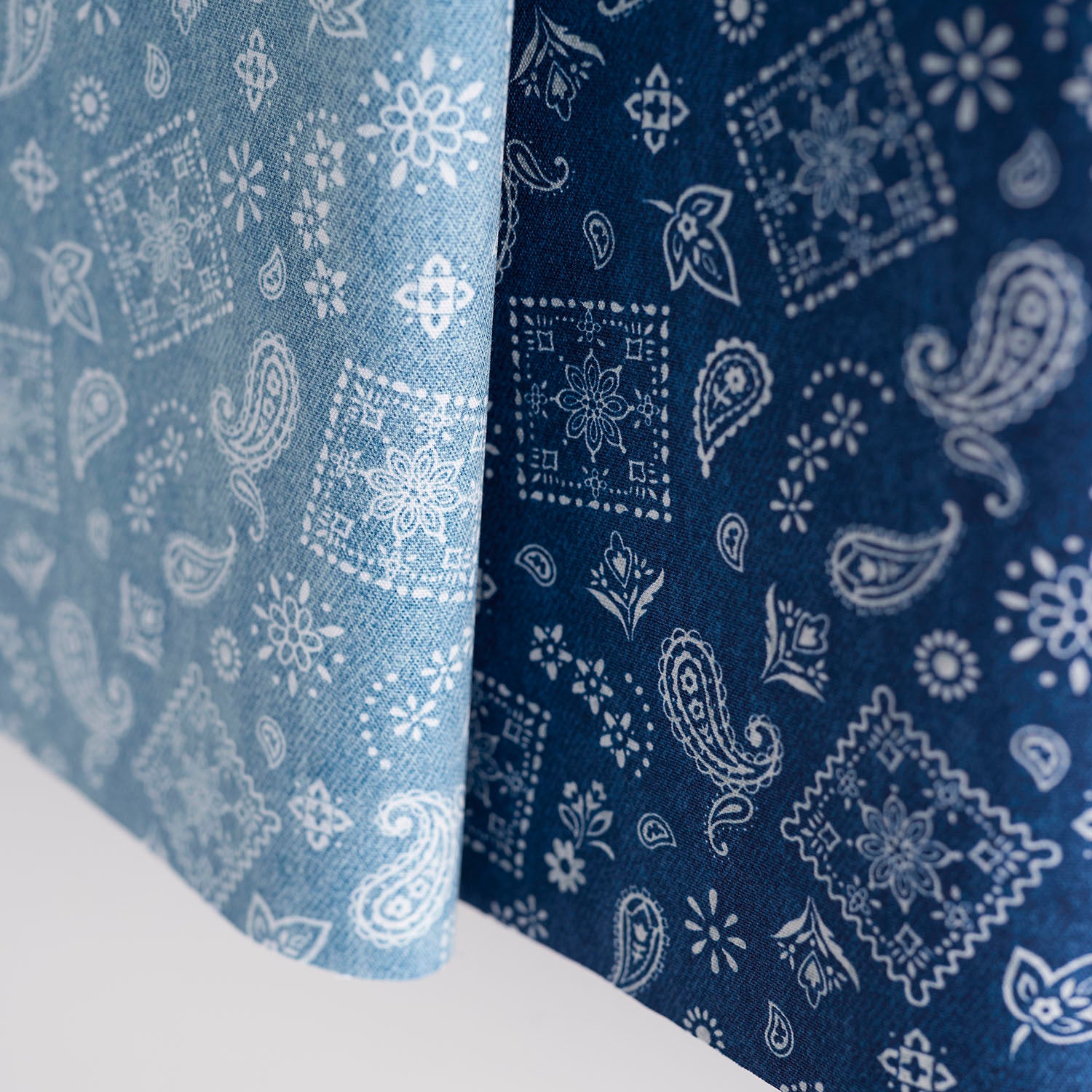 Denim Look Bandana Cotton Oxford - Blue