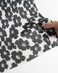 Geometric Floral Cotton Lawn - Black