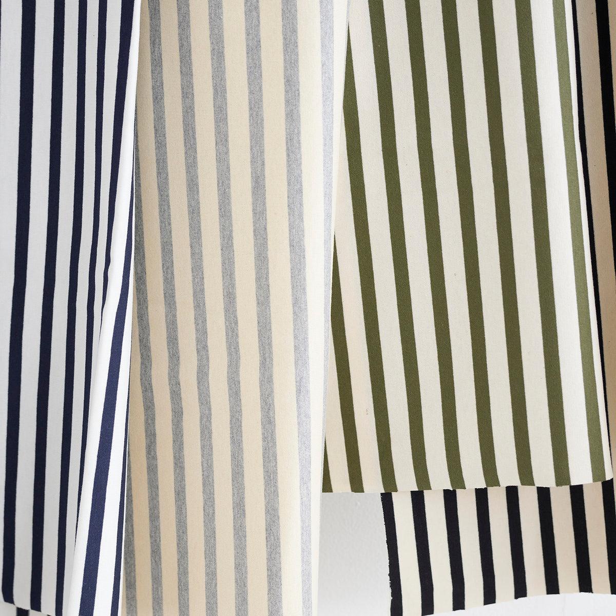 Striped Cotton Jersey Knit - Ecru x Grey