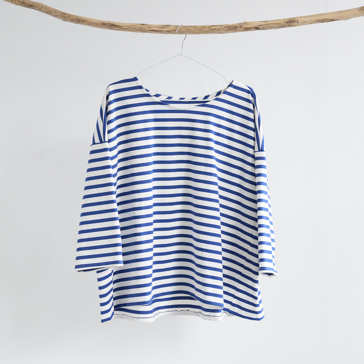 Striped Cotton Jersey Knit - Ecru x Grey