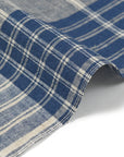 Yarn Dyed Linen Cotton Blend Banshu-ori Check Fabric - Navy x Off White
