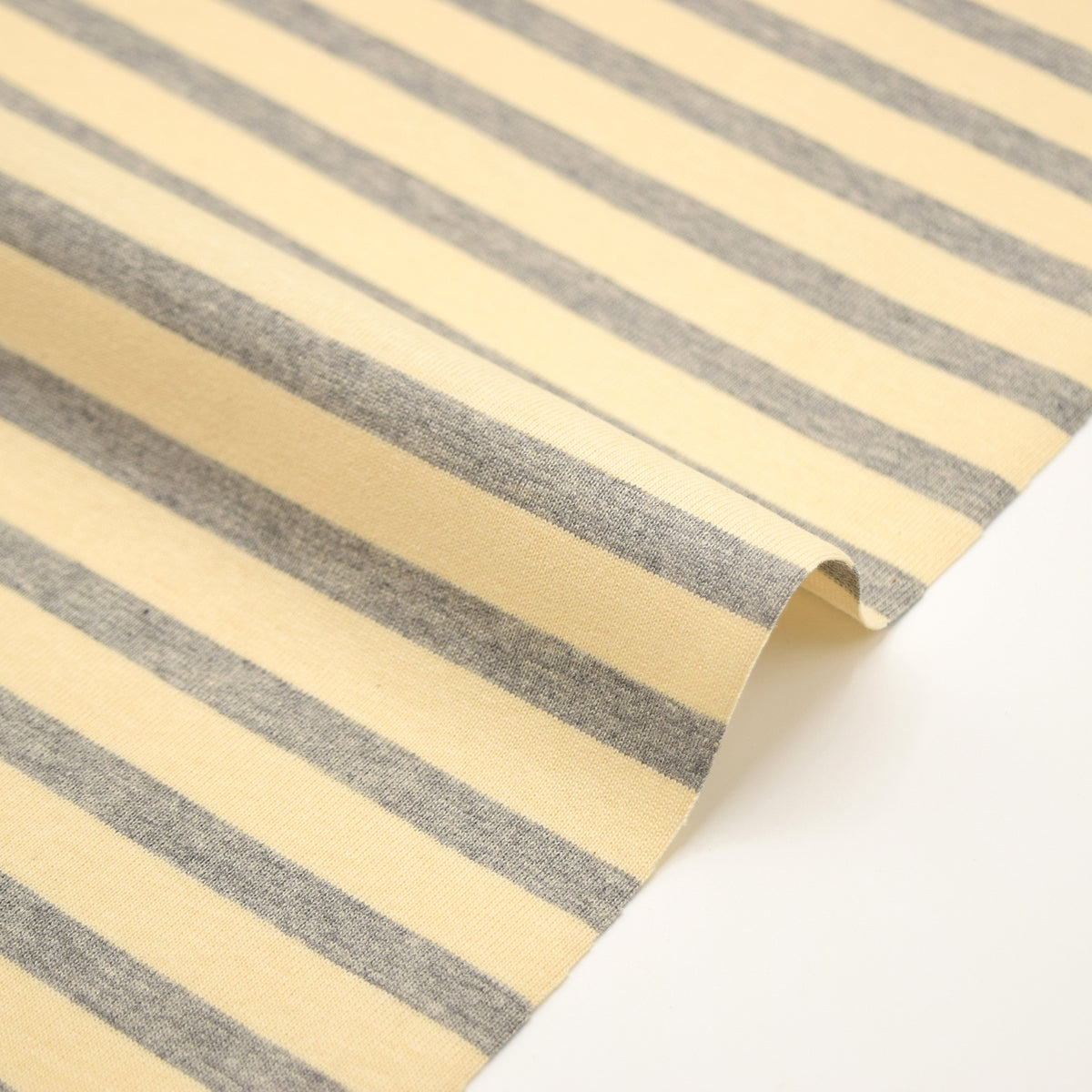 Striped Cotton Jersey Knit - Ecru x Grey