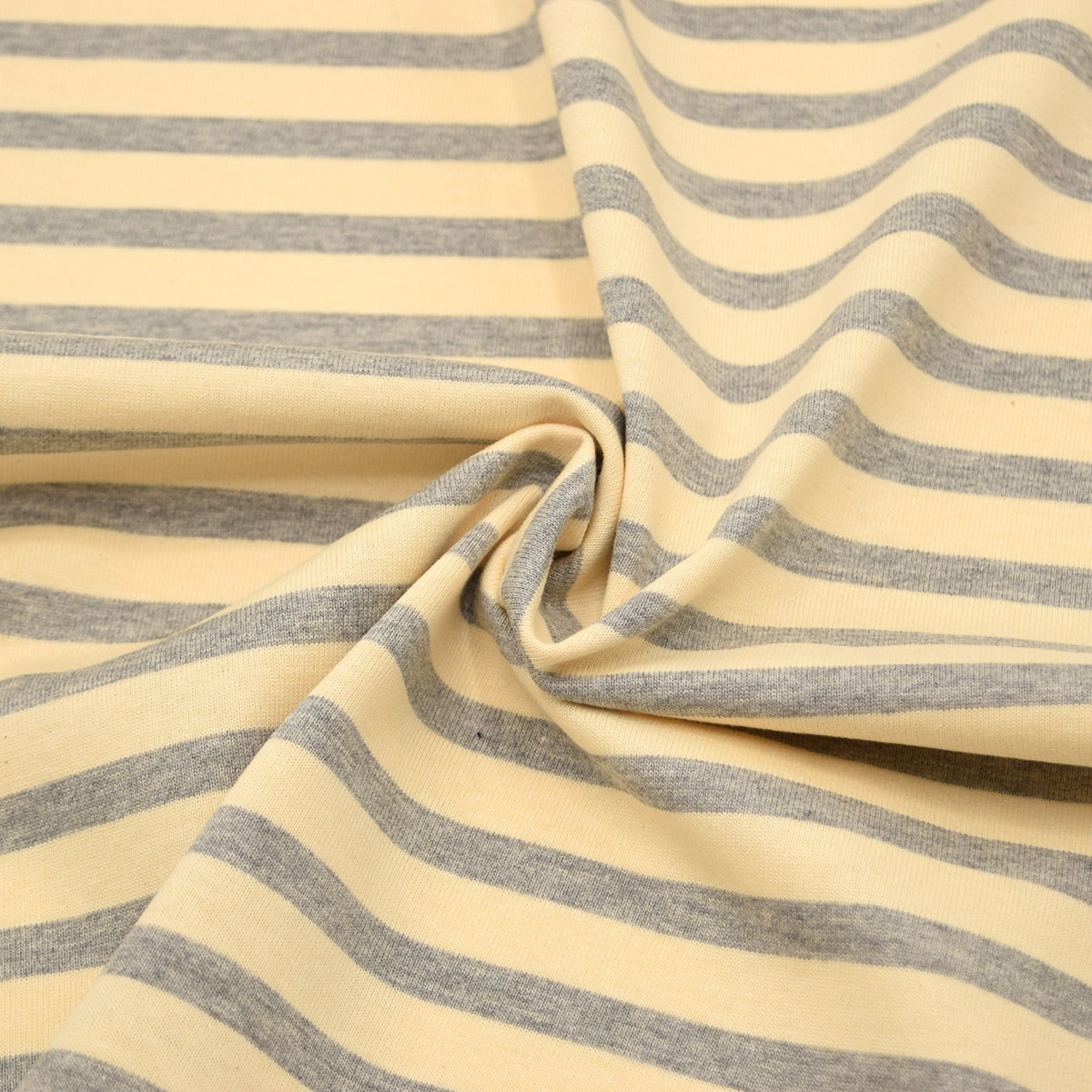 Striped Cotton Jersey Knit - Ecru x Grey