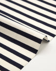 Striped Cotton Jersey Knit - White x Navy
