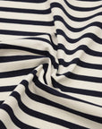 Striped Cotton Jersey Knit - White x Navy