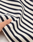 Striped Cotton Jersey Knit - White x Navy