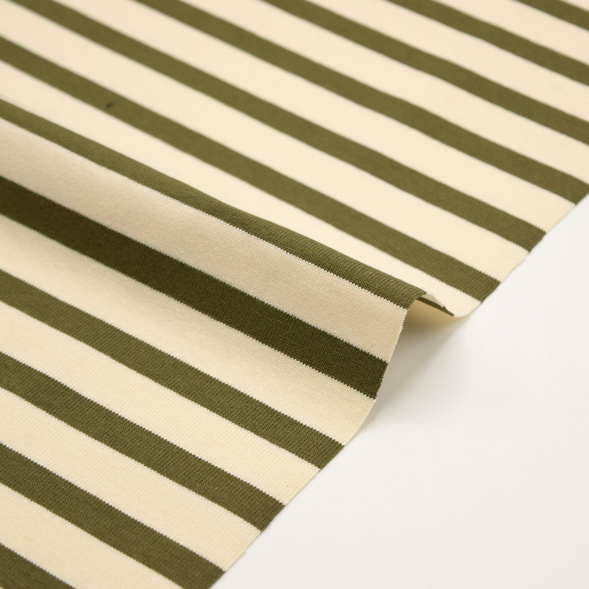 Striped Cotton Jersey Knit - Ecru x Khaki