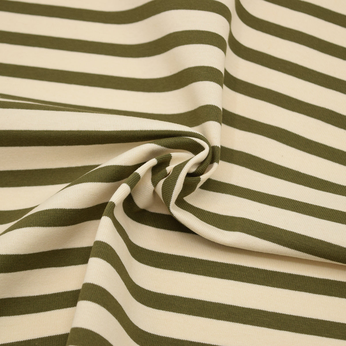 Striped Cotton Jersey Knit - Ecru x Khaki