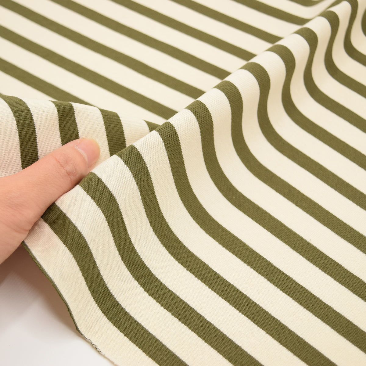 Striped Cotton Jersey Knit - Ecru x Khaki