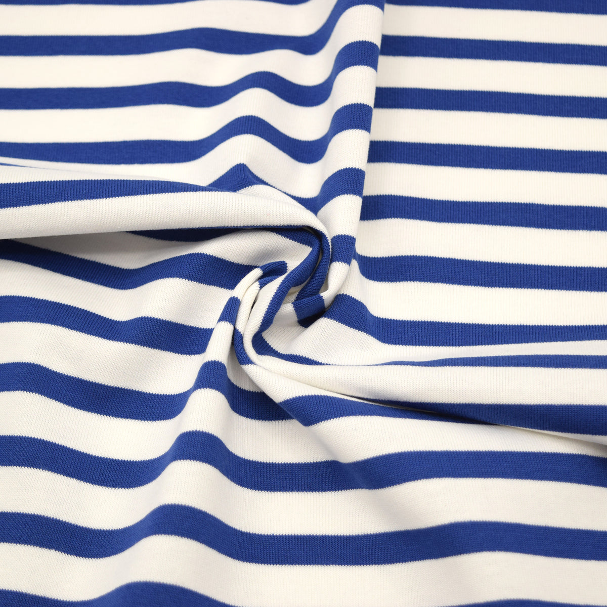 Striped Cotton Jersey Knit - White x Blue