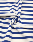 Striped Cotton Jersey Knit - White x Blue