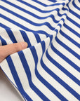 Striped Cotton Jersey Knit - White x Blue
