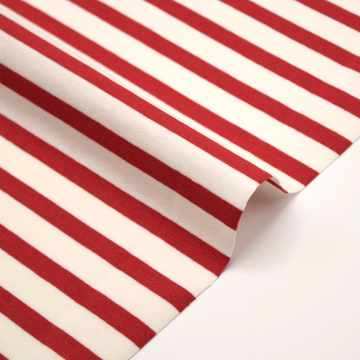 Striped Cotton Jersey Knit - White x Red