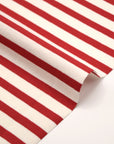 Striped Cotton Jersey Knit - White x Red