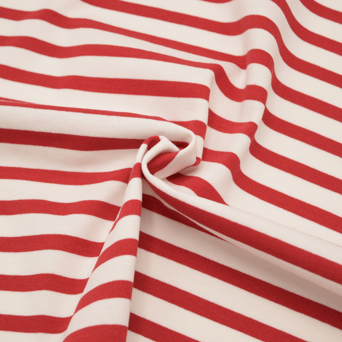 Striped Cotton Jersey Knit - White x Red
