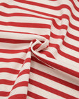 Striped Cotton Jersey Knit - White x Red