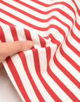 Striped Cotton Jersey Knit - White x Red