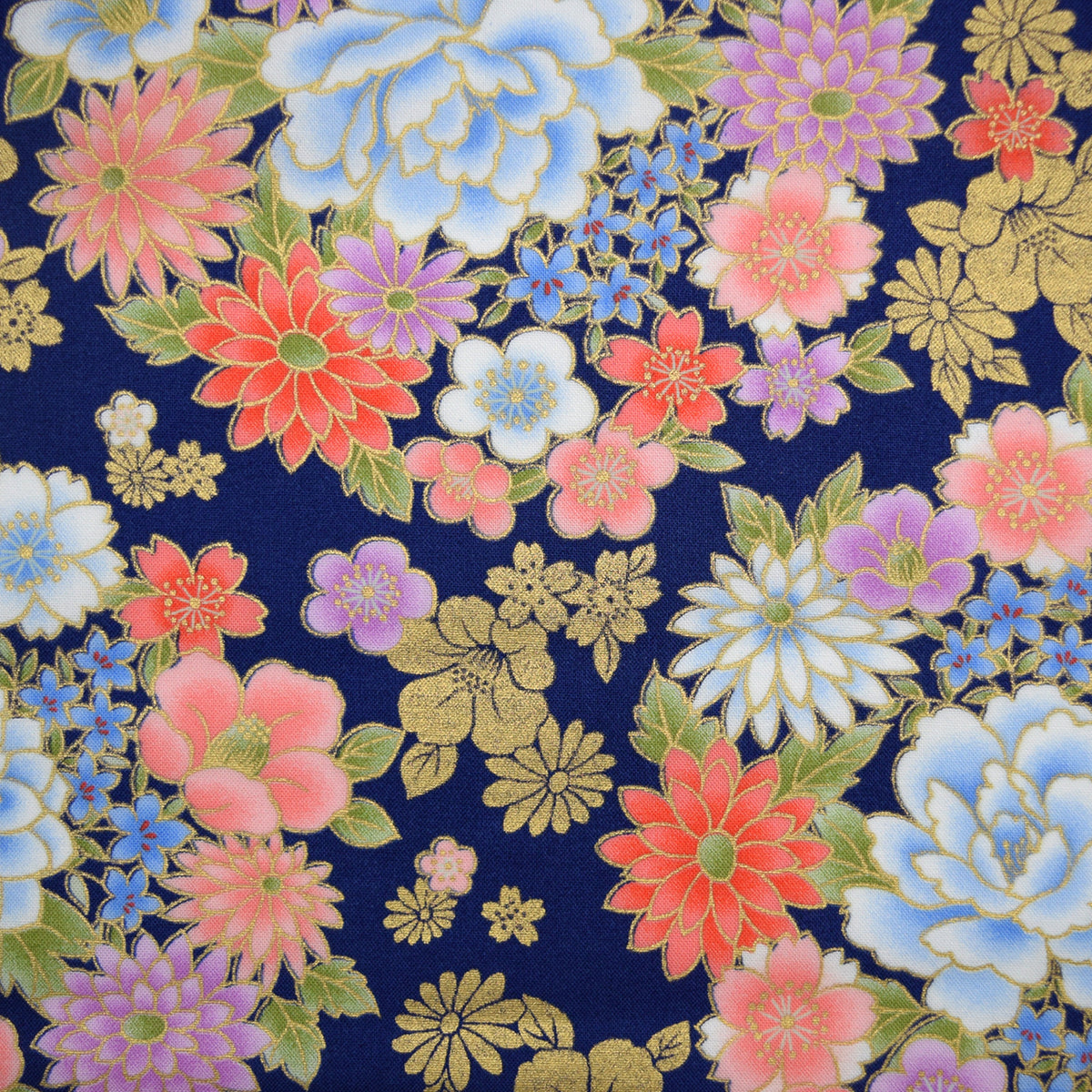 [Fabric Sample] Japanese Flowers Printed Cotton Sheeting