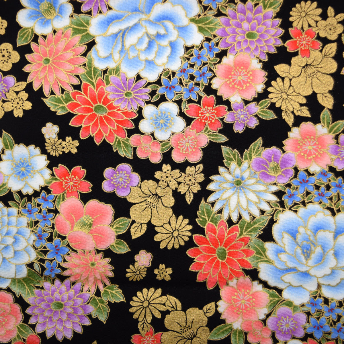 [Fabric Sample] Japanese Flowers Printed Cotton Sheeting