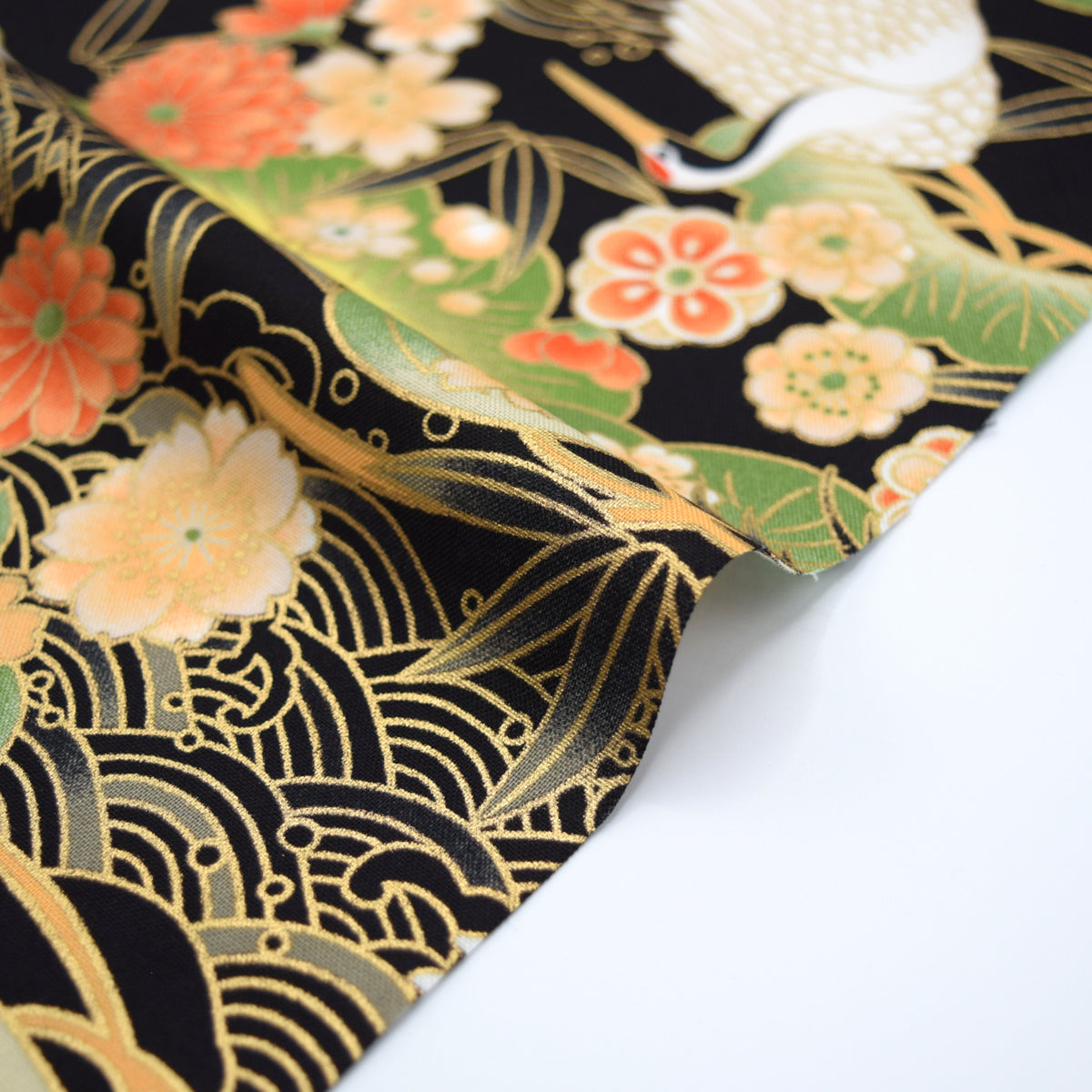 [Fabric Sample] Japanese Crane Printed Cotton Sheeting