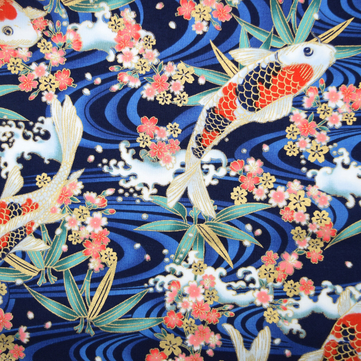 [Fabric Sample] Japanese Koi Fish Printed Cotton Sheeting