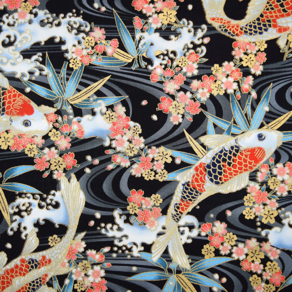 [Fabric Sample] Japanese Koi Fish Printed Cotton Sheeting