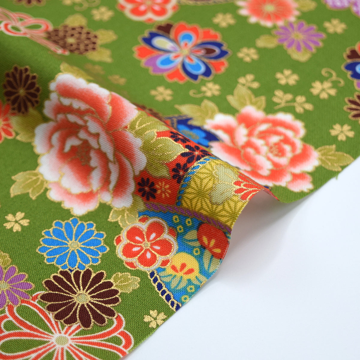 [Fabric Sample] Japanese Floral Sensu Printed Cotton Sheeting