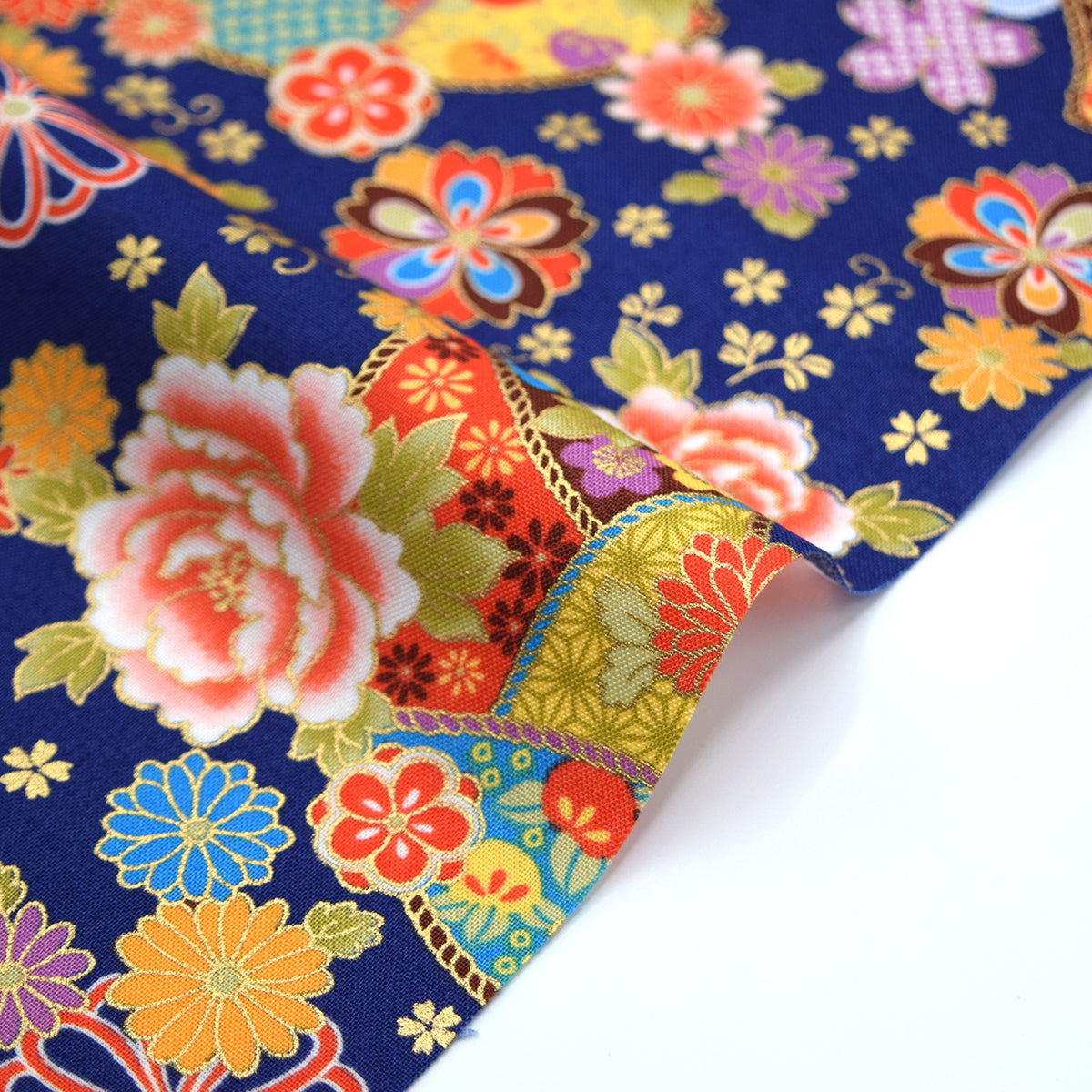 [Fabric Sample] Japanese Floral Sensu Printed Cotton Sheeting