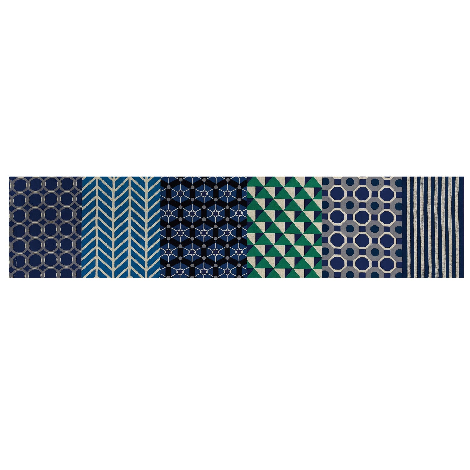 echino Geometric Panels Canvas - Blue