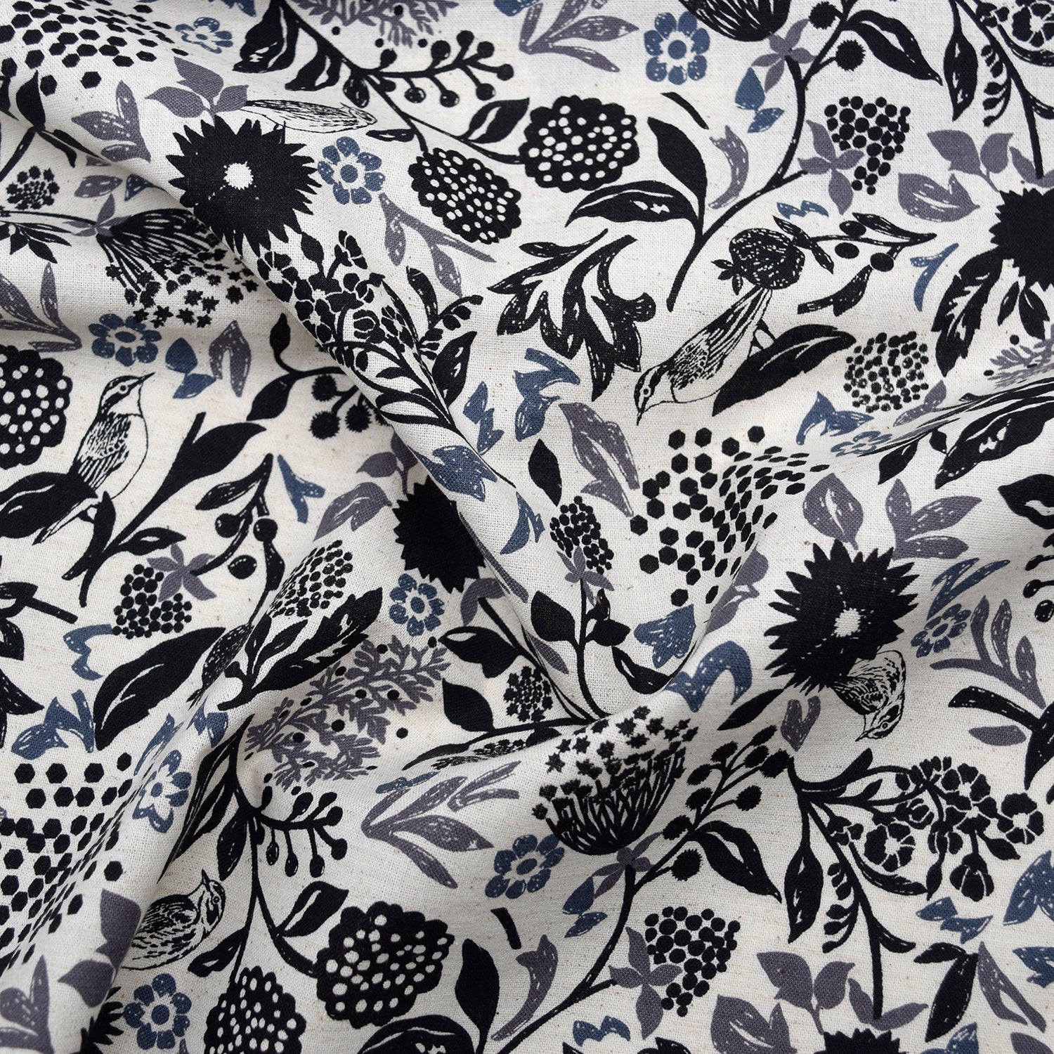 echino Murmur Cotton Linen Sheeting - White x Black EKX-98130-31