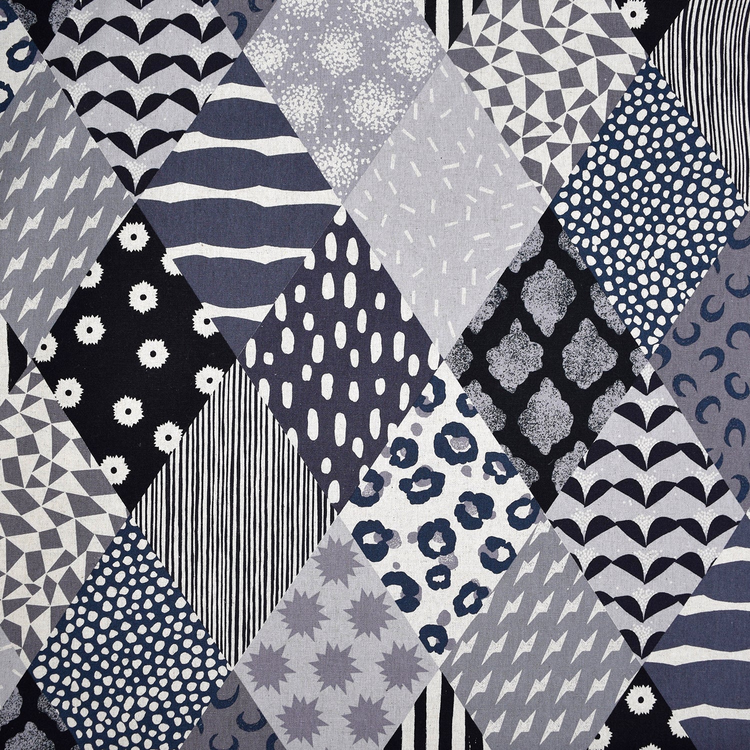 echino Rhombus Cotton Linen Canvas - Black EKX-98120-22