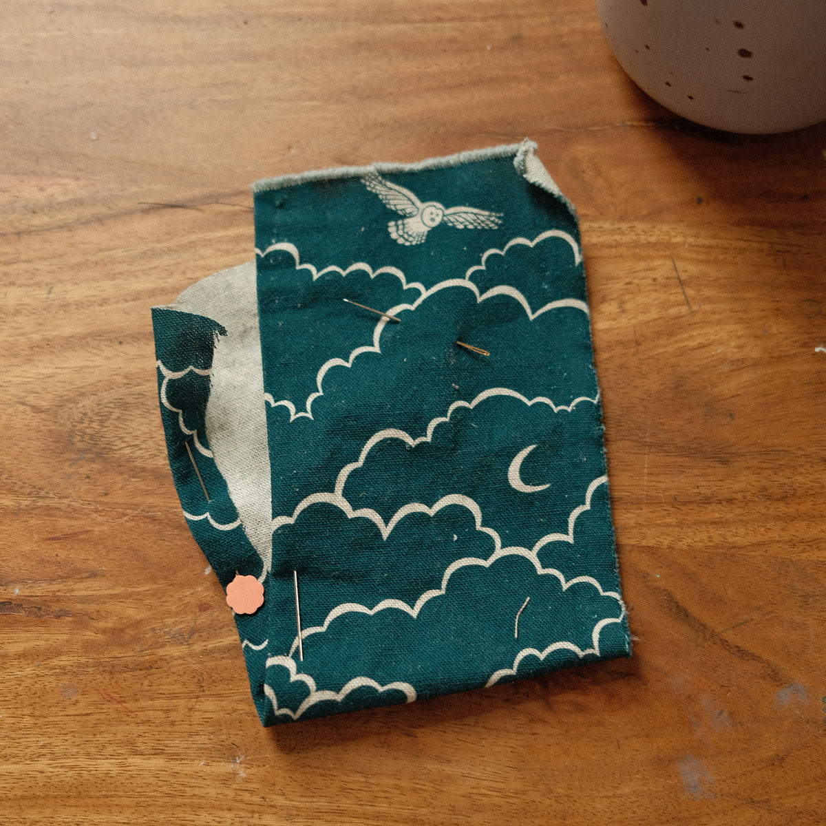 [Pre-order] Terra by Amelie Mancini - Owls Cotton Linen Canvas - Navy