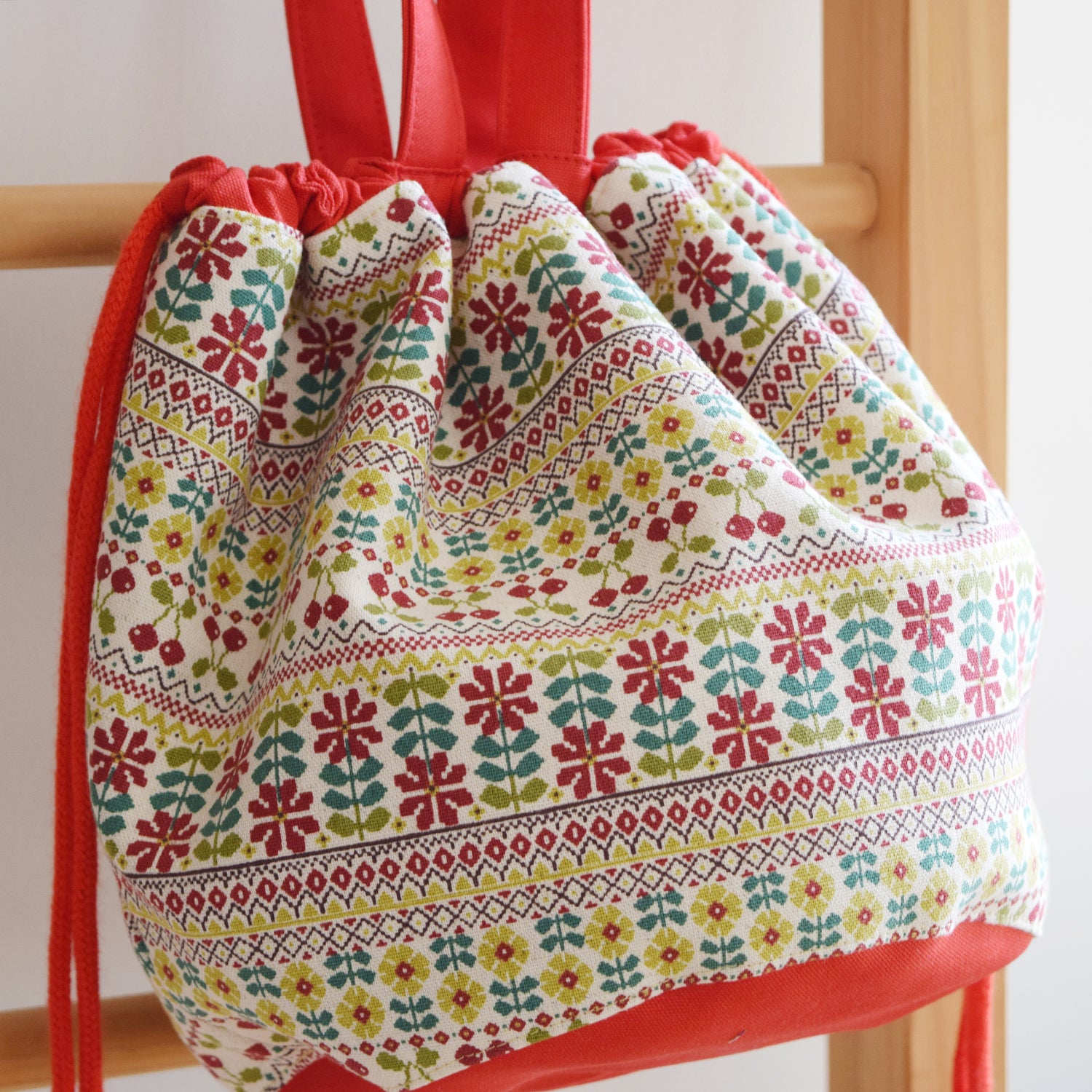 Cherry Border Cotton Linen Canvas YKA-36120-1