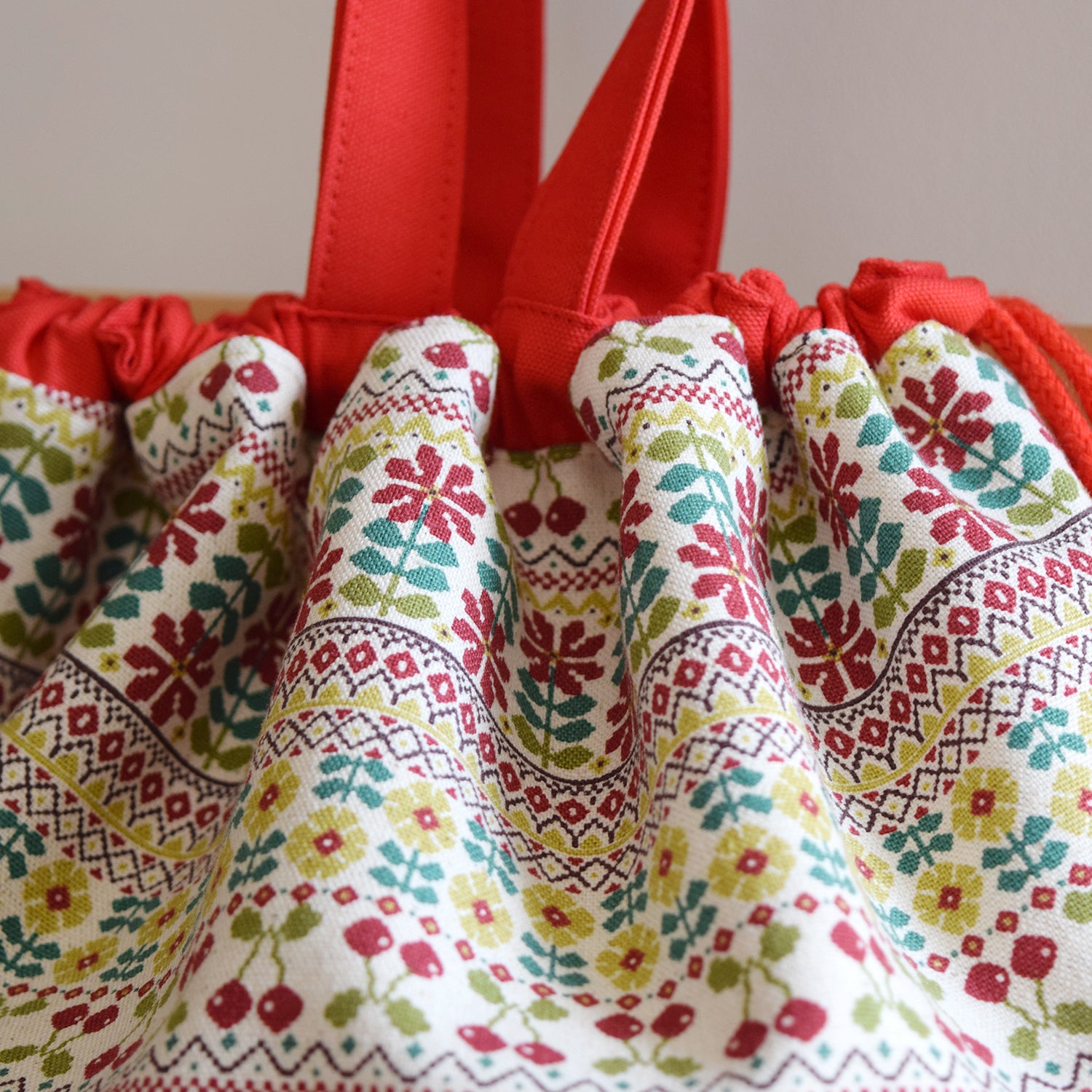 Cherry Border Cotton Linen Canvas YKA-36120-1