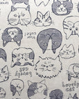 Doodle Animals Cat Cotton Linen Canvas YKA-36000-1