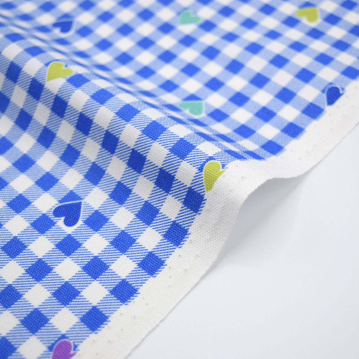 Gingham Heart Cotton Oxford - Blue