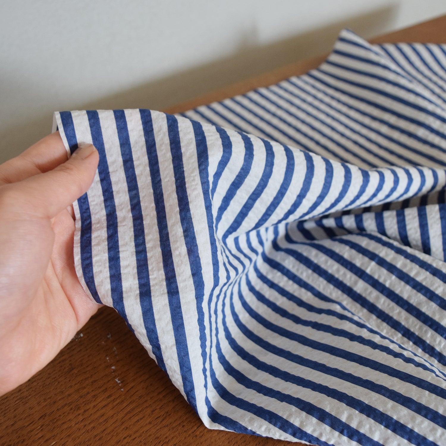 Marine Stripe Textured Cotton Lawn