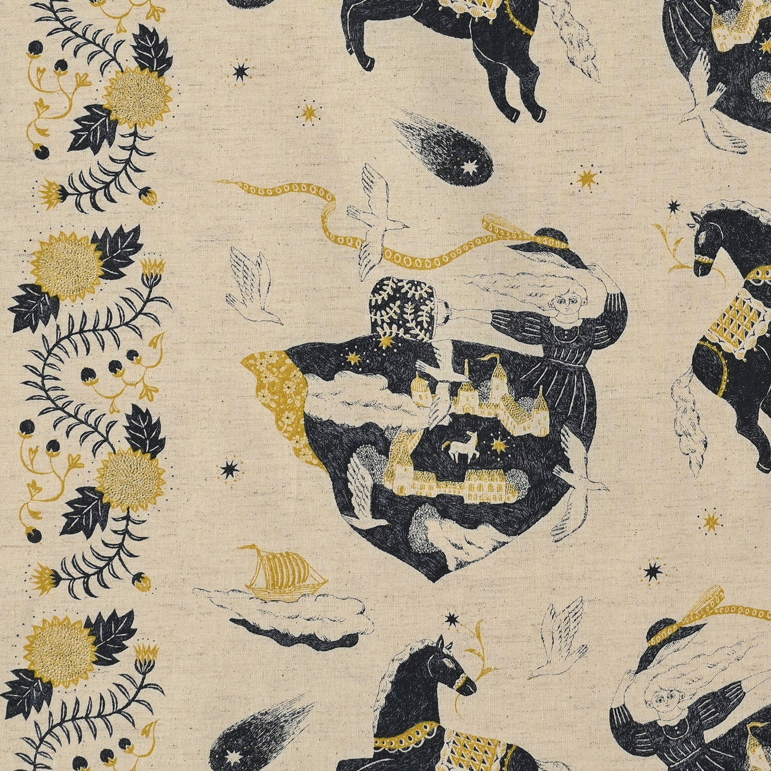 Sanae Sugimoto Vacation Cotton Linen Sheeting - Ecru x Yellow EGX-9220-3