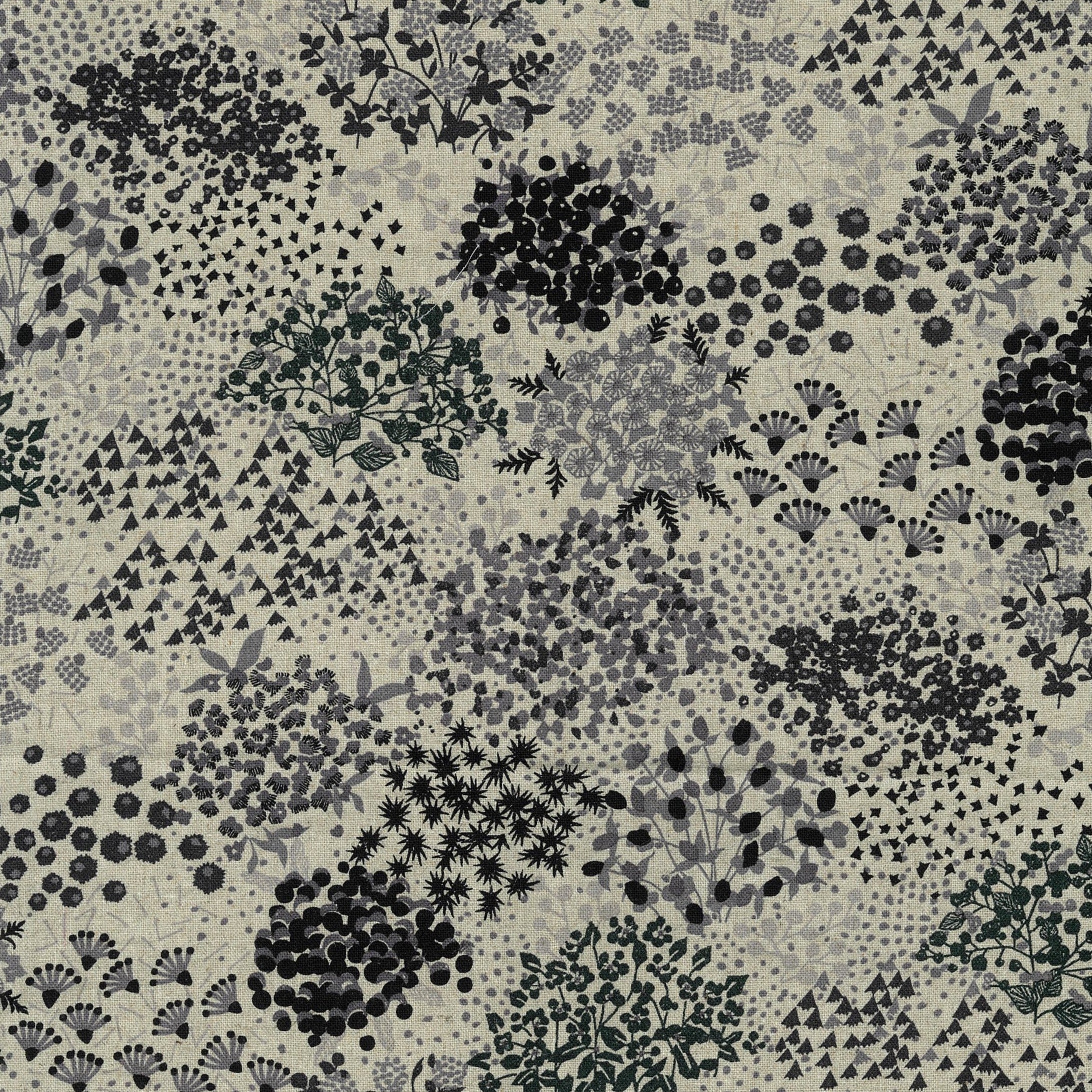 echino Sketch Cotton Linen Canvas - Ecru x Black EKX-98090-90